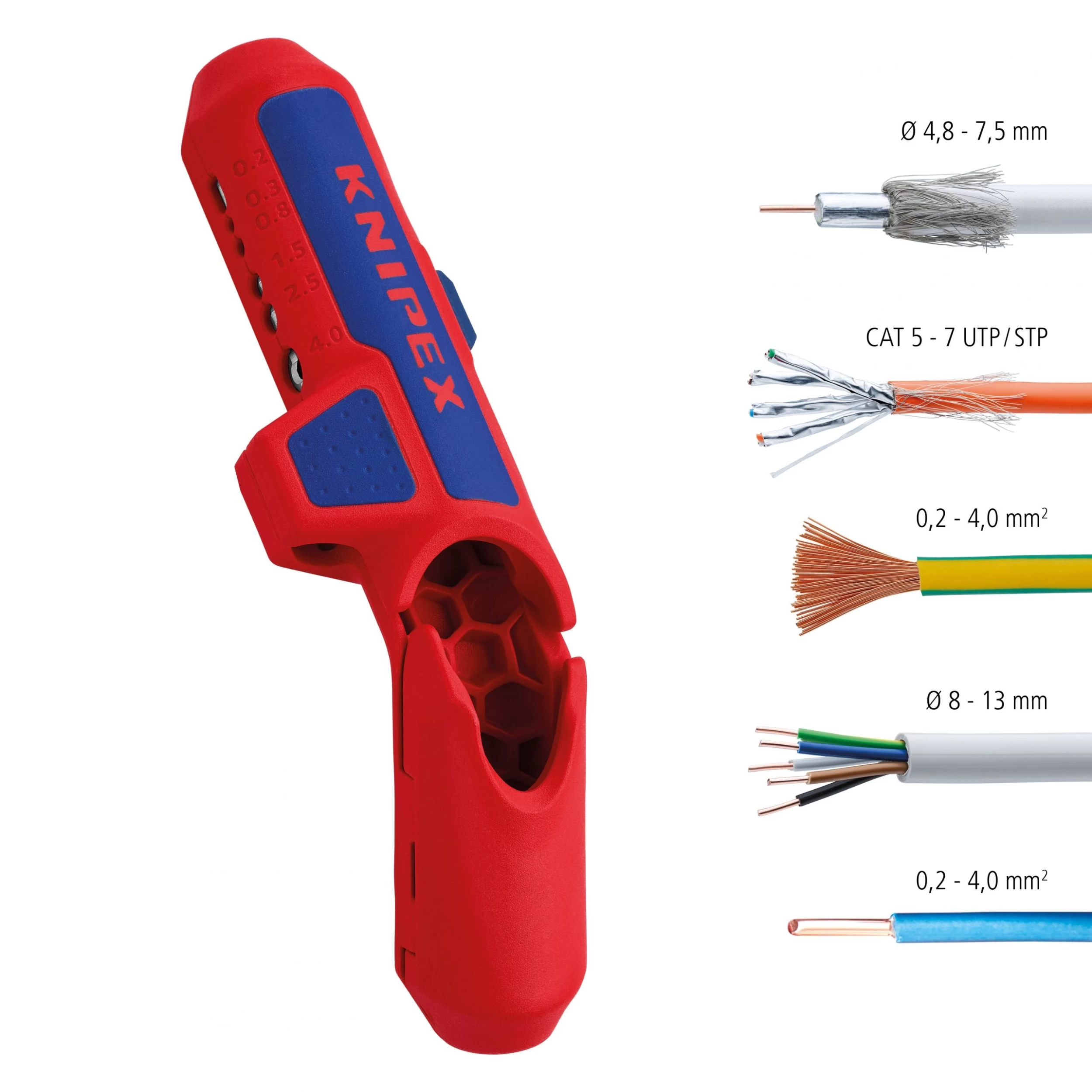 Knipex 16 95 01 SB ErgoStrip® Universal Wire Stripping Tool - Right Handed 7 Knipex 16 95 01 SB ErgoStrip® Universal Wire Stripping Tool - Right Handed - Image 5