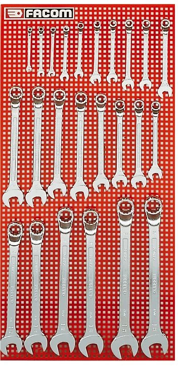 Facom 41.P24M 24 Pce. Offset Combination Spanner Set 6-32mm On A Wall Panel