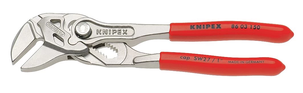 Knipex 86 03 150 Lock Button Waterpump Slip Joint Pliers Wrench PVC Grip 150mm (27mm Capacity) 3 Knipex 86 03 150 Lock Button Waterpump Slip Joint Pliers Wrench PVC Grip 150mm (27mm Capacity)