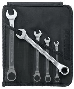 Stahlwille 17/5 5 Piece Ratcheting Combination Spanner Set In Tool Roll 8-19mm