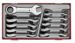 Teng TT6010MRS 10 Piece Metric Stubby Ratcheting Combination Spanner Set In Tool Box Module Tray